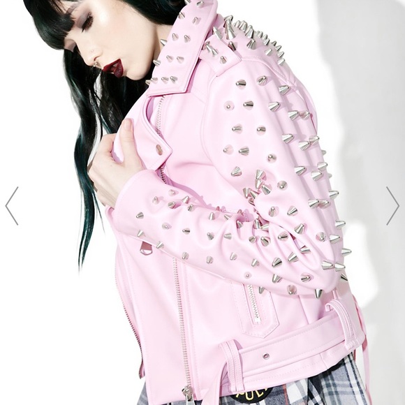 Killstar Jackets & Coats | Killstar Pink Vegan Leather Dahlia Studded Jacket | Poshmark